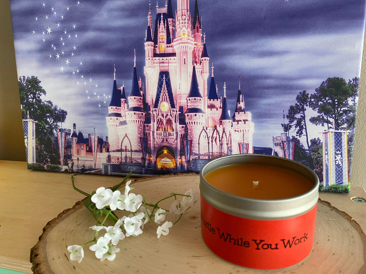 SNOW WHITE CANDLE- Whistle While You Work- Seven Dwarfs Cottage-Disney Princess-Evil Stepmother-Festival Of Fantasy At Disney In The Woods