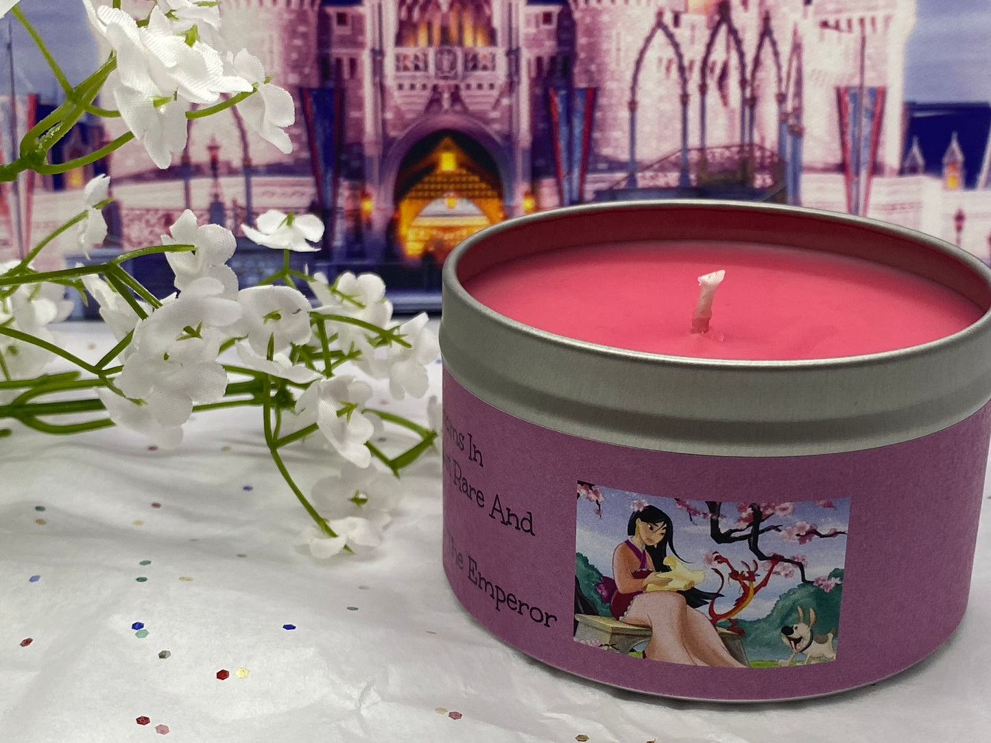 MULAN CANDLE- Disney Scents- Flower That Blooms In Adversity- Japanese Cherry Blossom Scent-The Emperor-Disney Princess-Feminism-Women Power