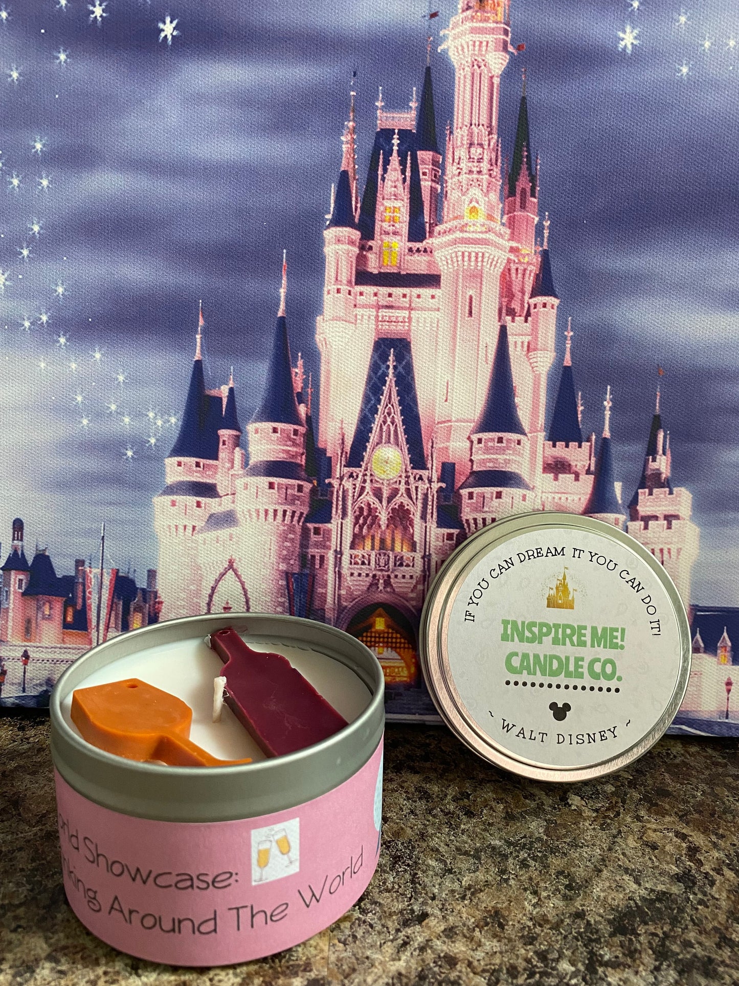 WORLD SHOWCASE Drinking Around The World/DISNEY/Epcot/Disney World/Disney Park Inspired Candle/Orange Mimosa/Cherry Merlot/Soy Wax Candle