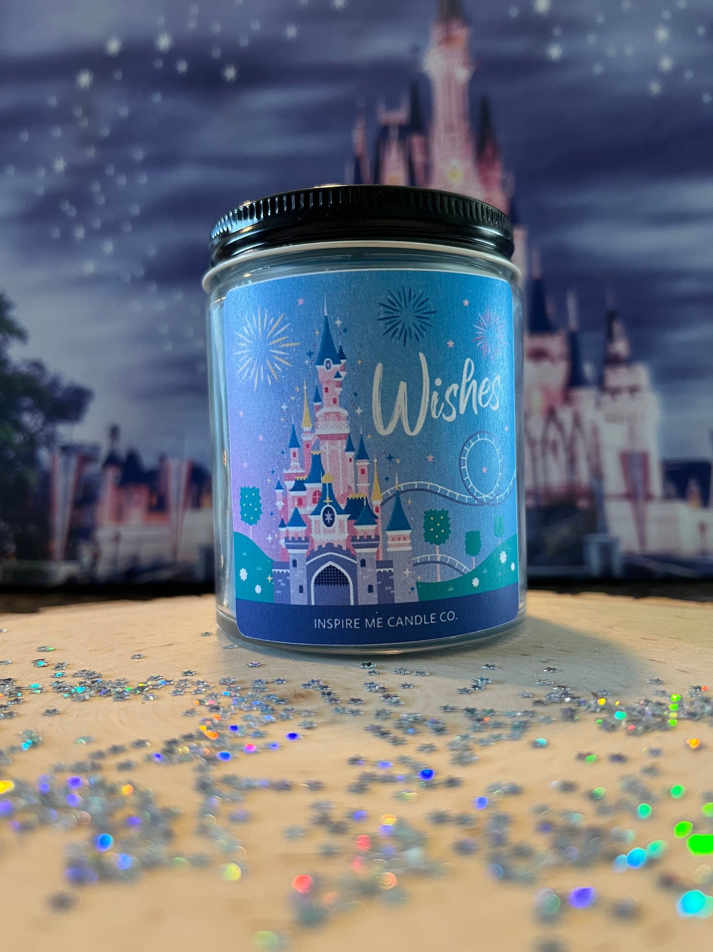 WISHES Disney Candle-Nightime Fireworks At Magic Kingdom-CASTLE Views At Disney-Disney Bridal Shower At Disney-Disney Wedding Gift Fireworks