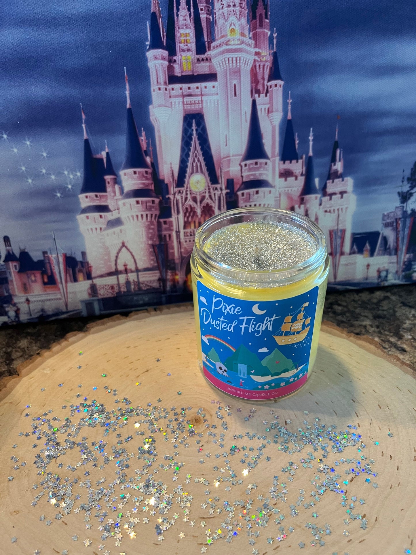 PETER PAN Candle- Pixie Dusted Flight-TINKERBELL-Cirtus Scent-Disney Wedding-Pixie Dust Candle-Disney Inspired-Disney Themed Bathroom