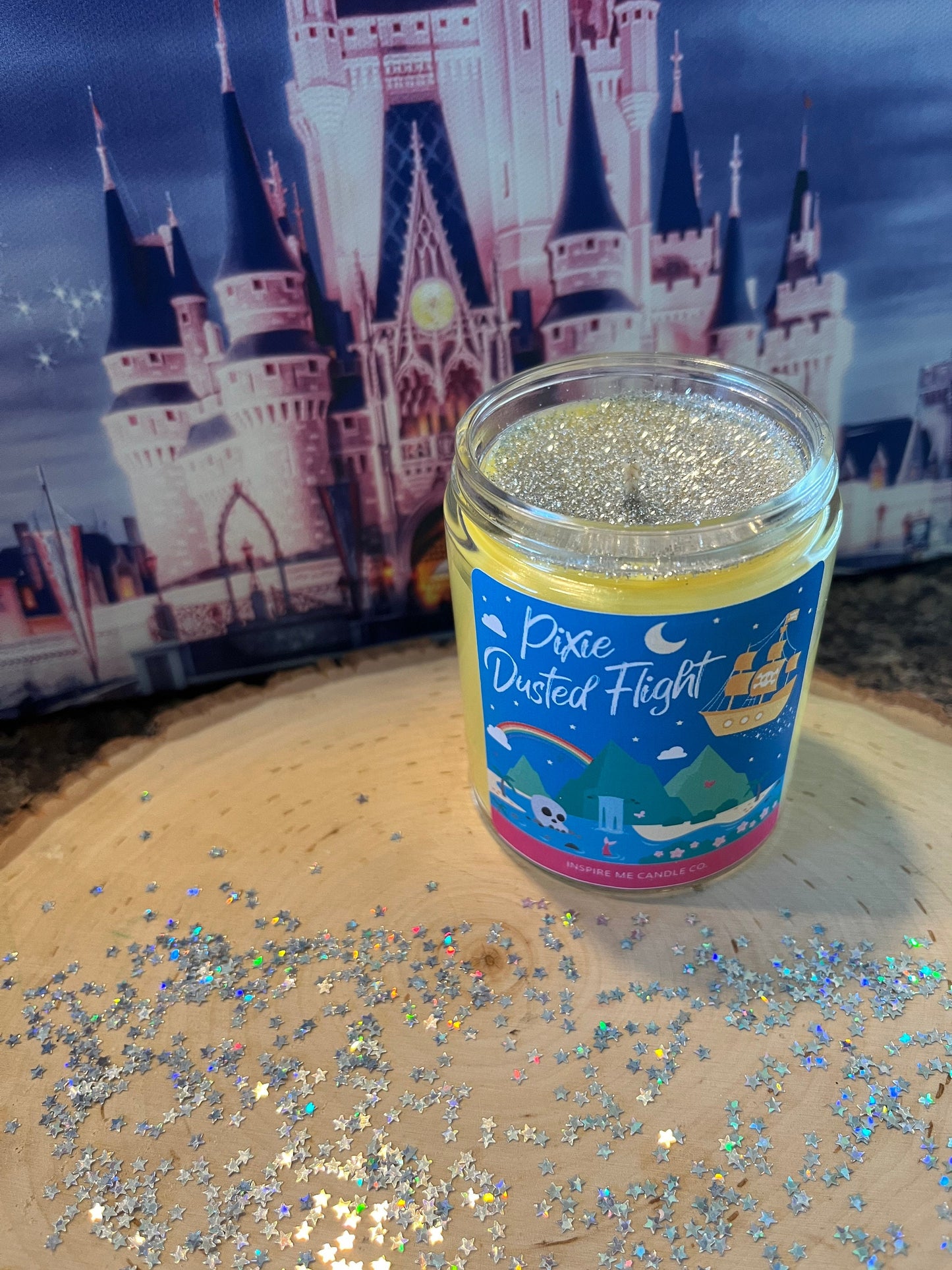 PETER PAN Candle- Pixie Dusted Flight-TINKERBELL-Cirtus Scent-Disney Wedding-Pixie Dust Candle-Disney Inspired-Disney Themed Bathroom