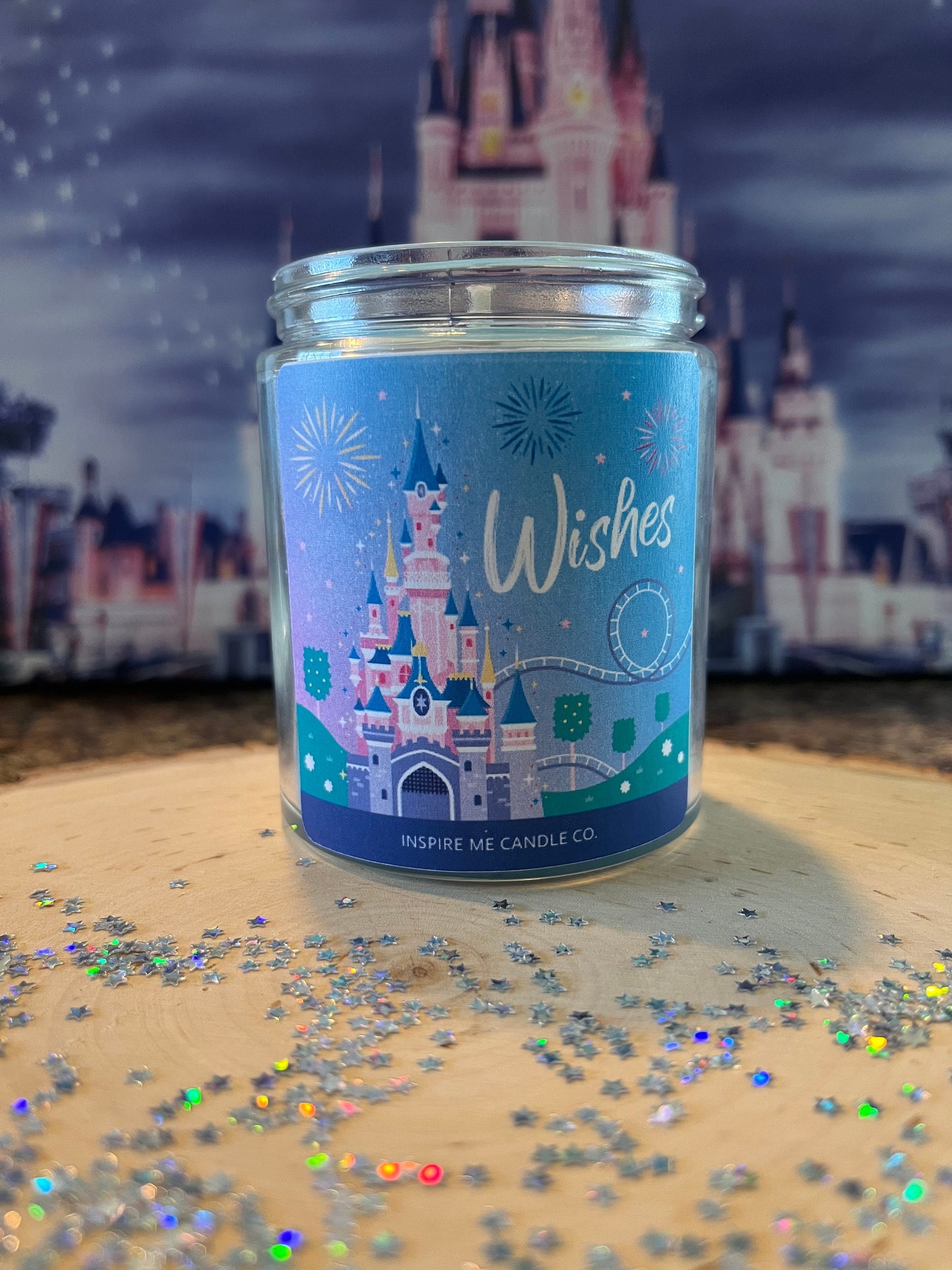 WISHES Disney Candle-Nightime Fireworks At Magic Kingdom-CASTLE Views At Disney-Disney Bridal Shower At Disney-Disney Wedding Gift Fireworks