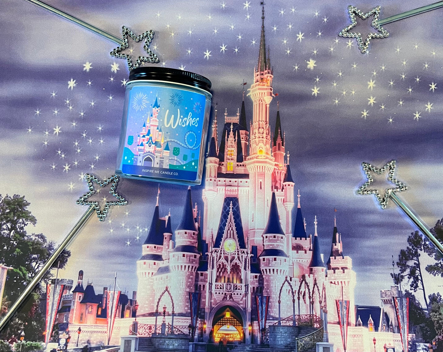 WISHES Disney Candle-Nightime Fireworks At Magic Kingdom-CASTLE Views At Disney-Disney Bridal Shower At Disney-Disney Wedding Gift Fireworks