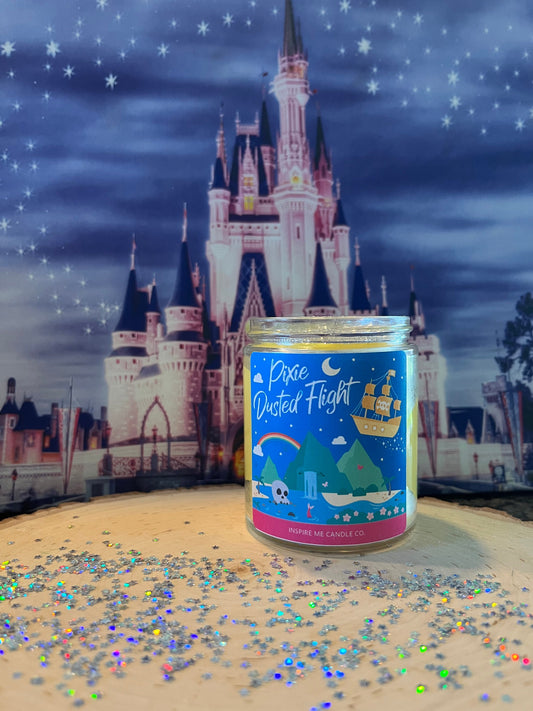 PETER PAN Candle- Pixie Dusted Flight-TINKERBELL-Cirtus Scent-Disney Wedding-Pixie Dust Candle-Disney Inspired-Disney Themed Bathroom