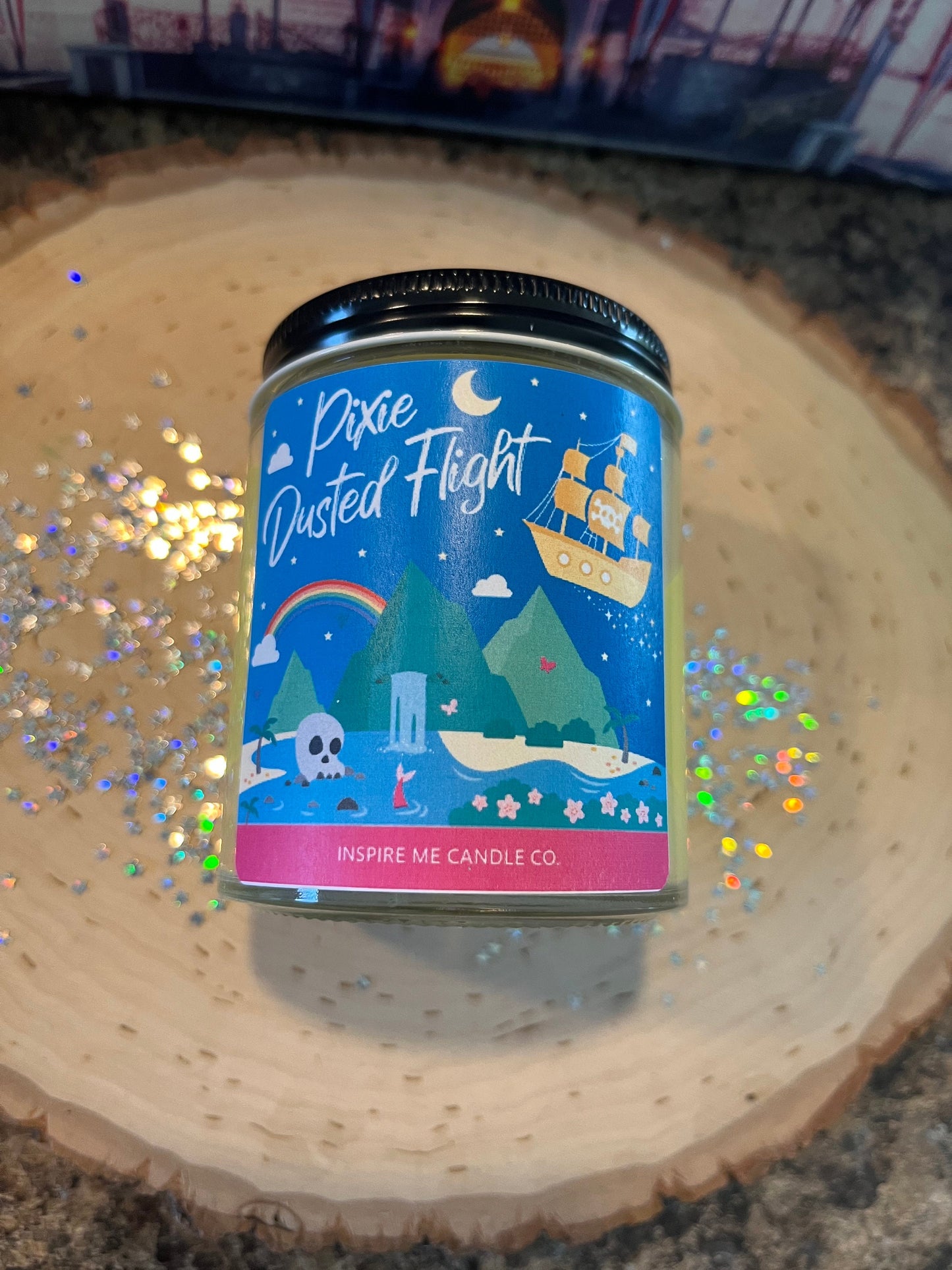 PETER PAN Candle- Pixie Dusted Flight-TINKERBELL-Cirtus Scent-Disney Wedding-Pixie Dust Candle-Disney Inspired-Disney Themed Bathroom