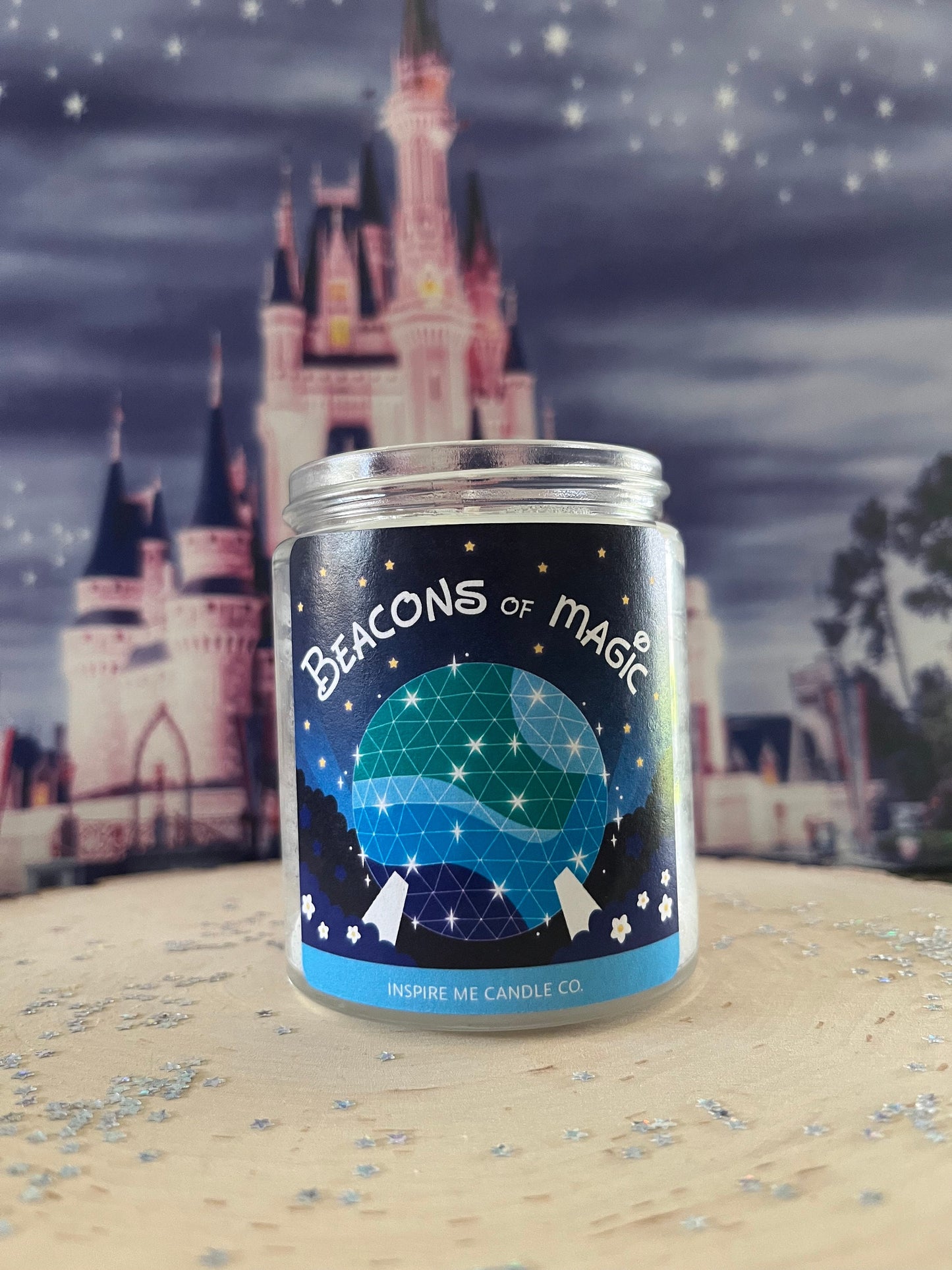 EPCOT Candle-Becons Of Magic Decor-Magic Disney Sparkle Candle-Spaceship Earth Attraction-Epcot Night Fireworks Show-Disney Epcot Gift