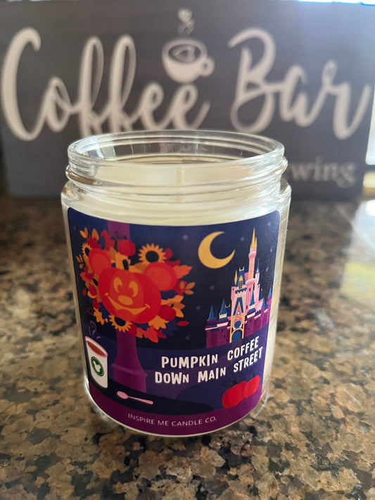 Pumpkin Coffee Down Main Street Candle-Fall At Disney World-Pumpkin Spice Latte At Disney-October Gift For Her-Spooky Disney Fall Home Decor