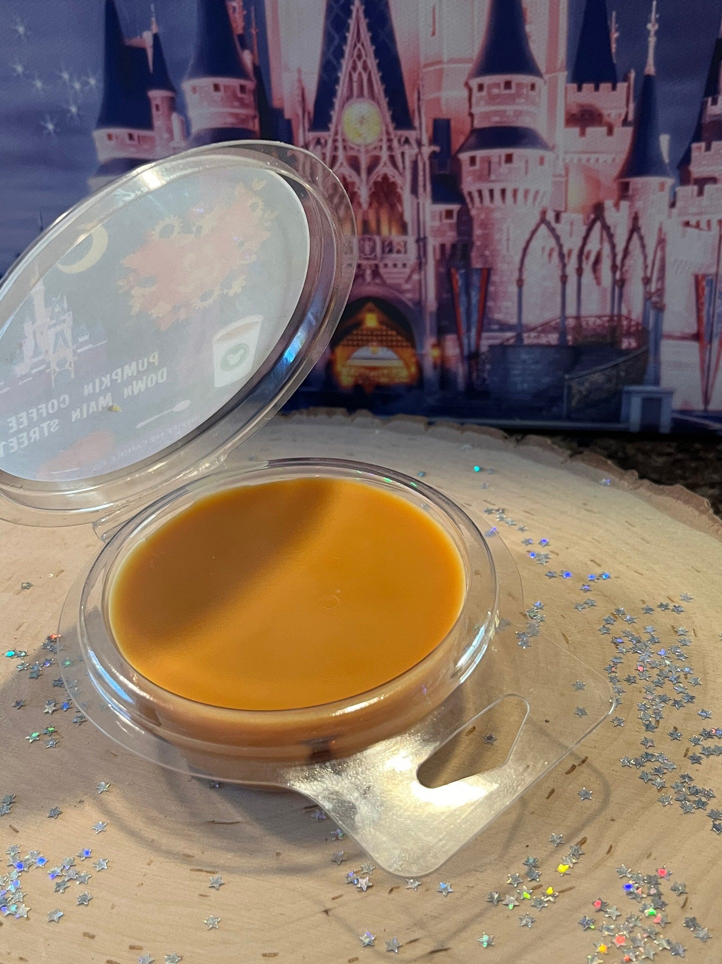 Pumpkin Coffee Down Main Street Wax Melt Circle-Pumpkin Spice Latte At Disney-Fall Disney Decor For Home-Mickey Jack O Lantern Disney Decor