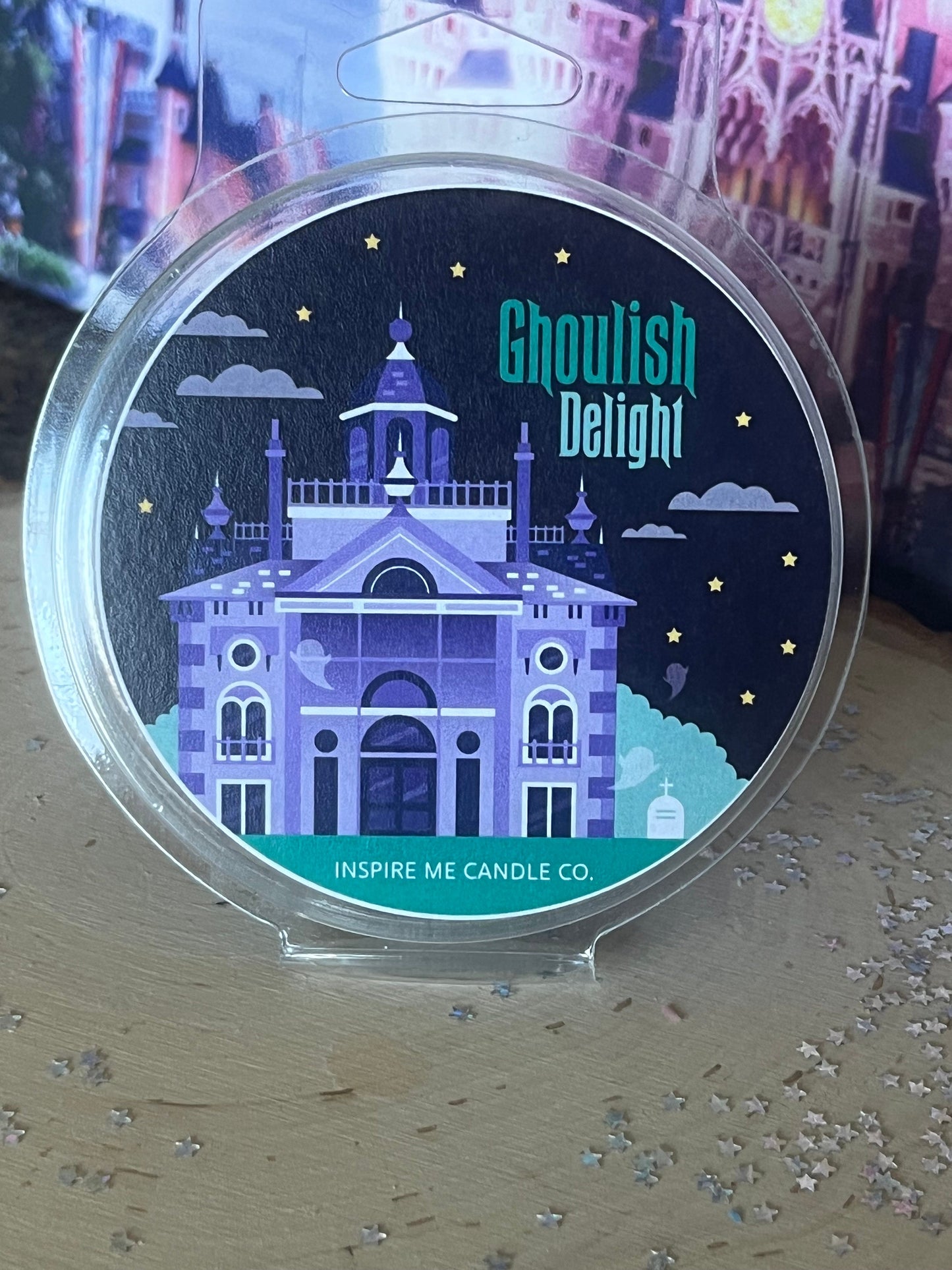 HAUNTED MANSION Wax Melt-Ghoulish Delight Circle Wax Melt-HALLOWEEN Disney Decor-Grim Grinning Ghosts-Haunted Mansion Themed Gift-Sandlewood