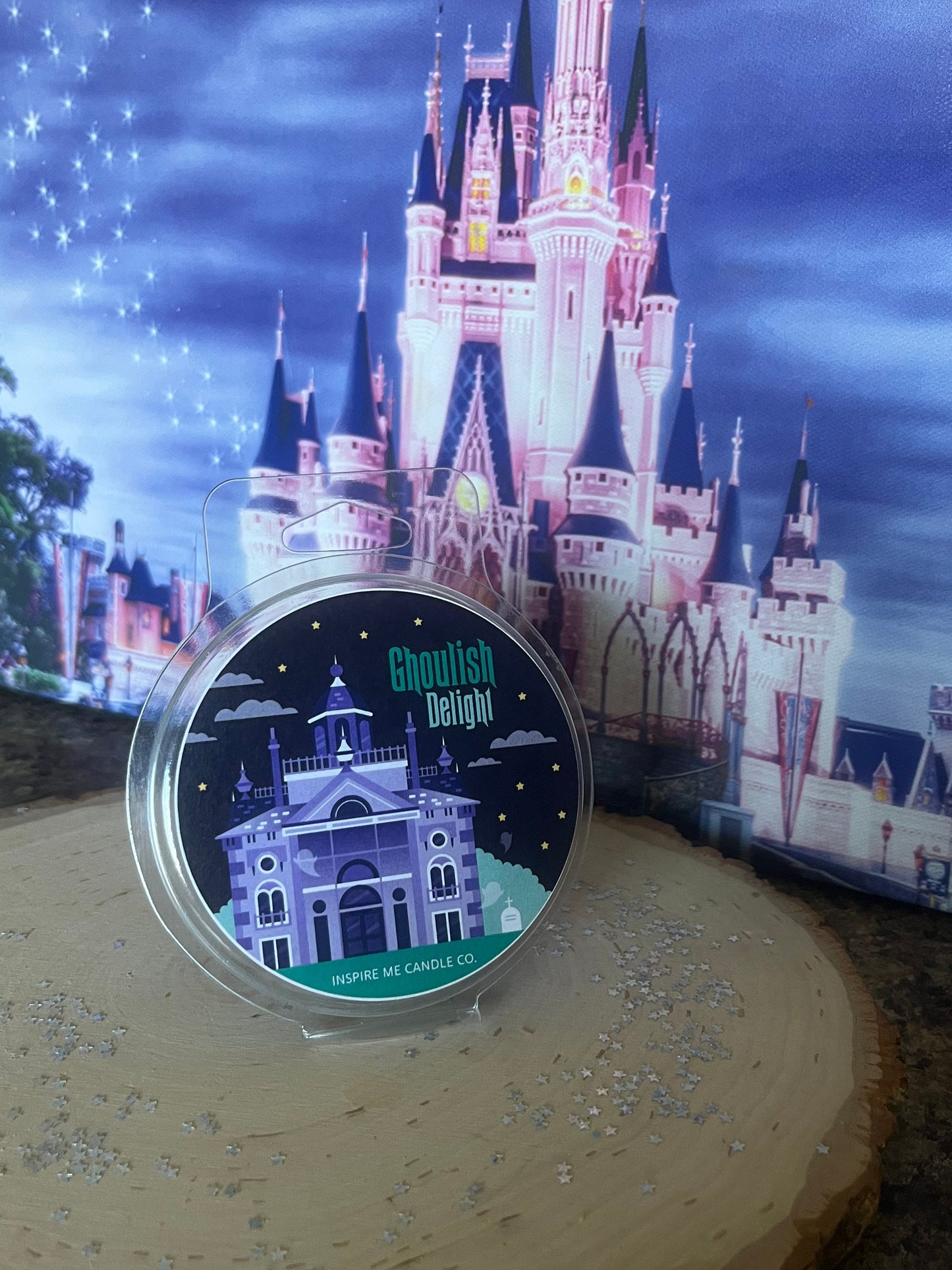 HAUNTED MANSION Wax Melt-Ghoulish Delight Circle Wax Melt-HALLOWEEN Disney Decor-Grim Grinning Ghosts-Haunted Mansion Themed Gift-Sandlewood