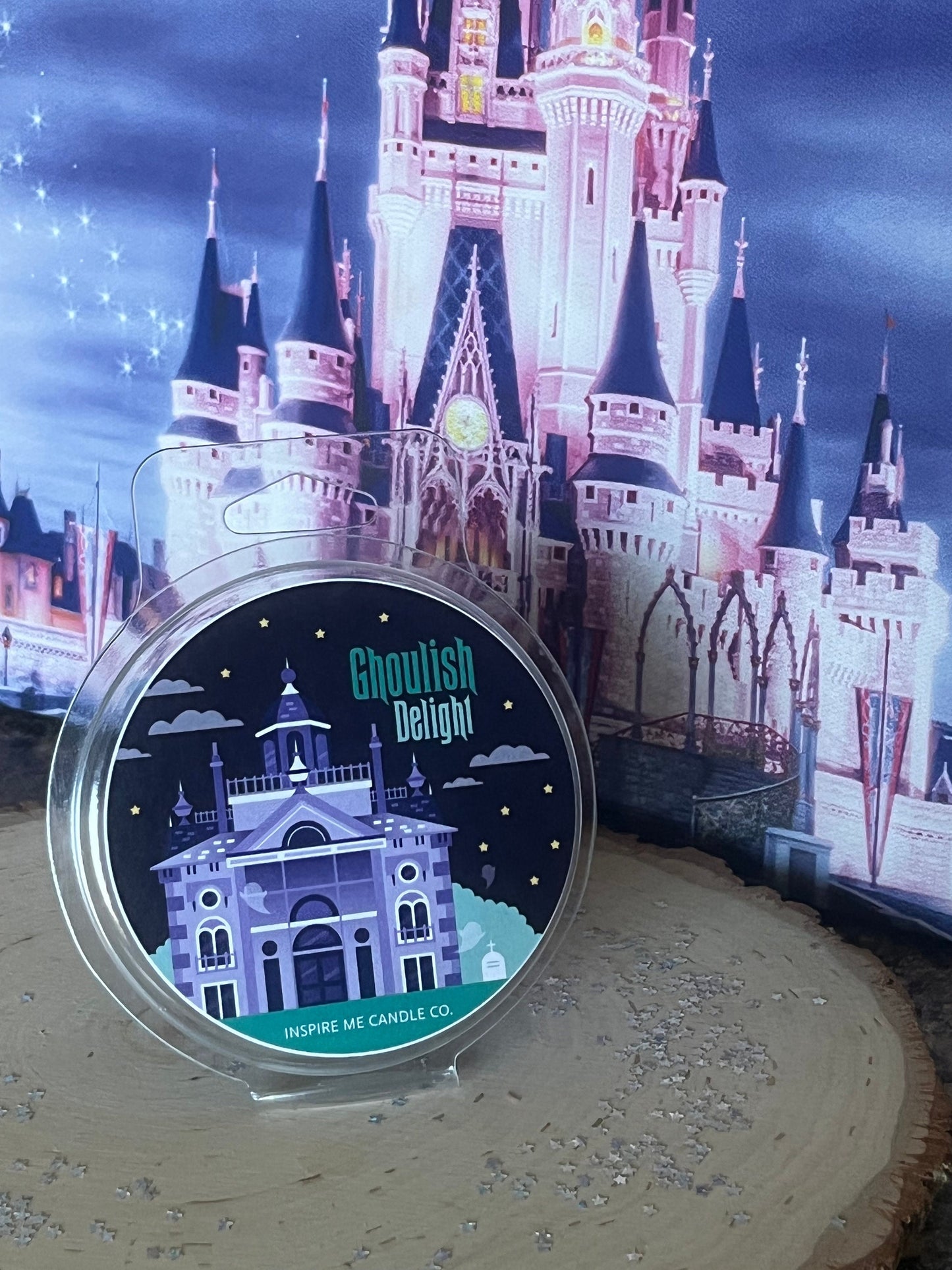 HAUNTED MANSION Wax Melt-Ghoulish Delight Circle Wax Melt-HALLOWEEN Disney Decor-Grim Grinning Ghosts-Haunted Mansion Themed Gift-Sandlewood